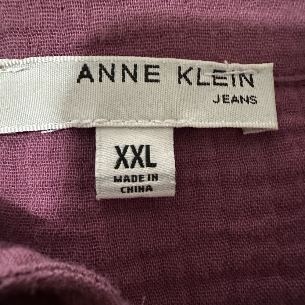 Anne Klein Casual Button Down Shirt in Purple - Picture 3 of 6